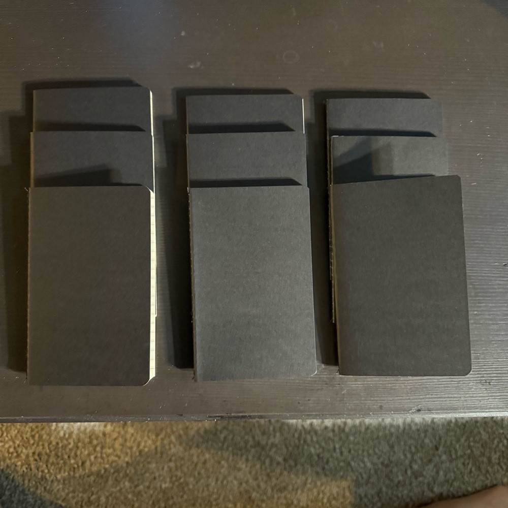 Set of 9 Black Lined Mini Notebooks
